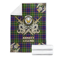 Clan Arnott Tartan Gold Courage Symbol Blanket EL82 Clan Arnott Tartan Today   