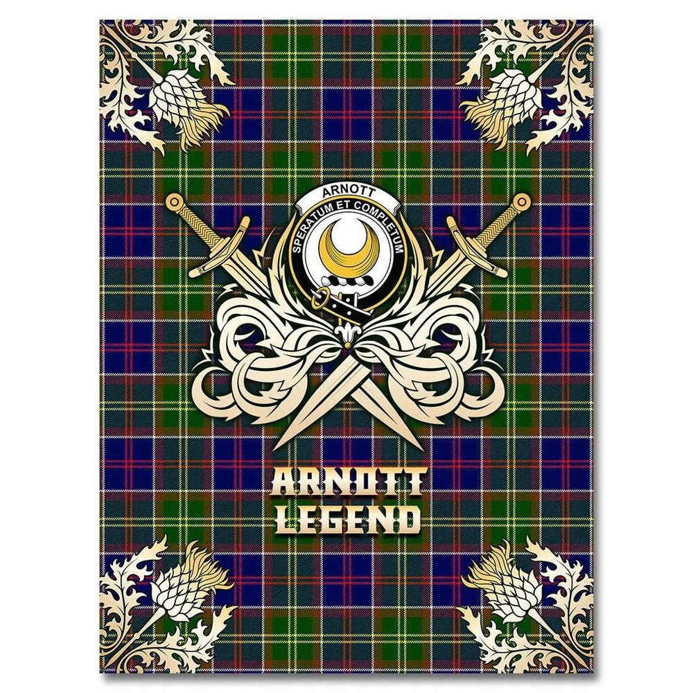 Clan Arnott Tartan Gold Courage Symbol Blanket EL82 Clan Arnott Tartan Today   
