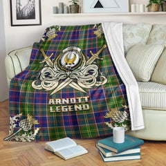 Clan Arnott Tartan Gold Courage Symbol Blanket EL82 Clan Arnott Tartan Today   