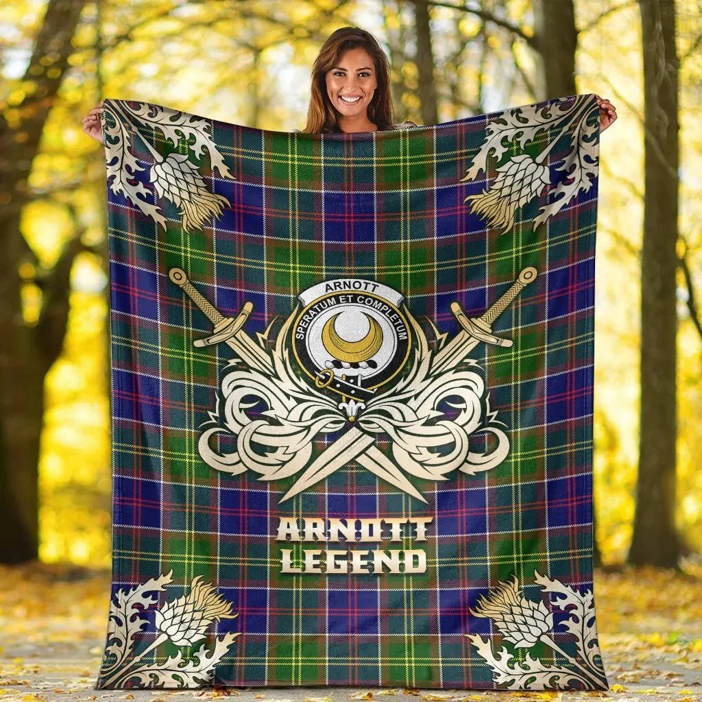 Clan Arnott Tartan Gold Courage Symbol Blanket EL82 Clan Arnott Tartan Today   