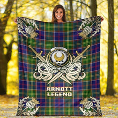 Clan Arnott Tartan Gold Courage Symbol Blanket EL82 Clan Arnott Tartan Today   