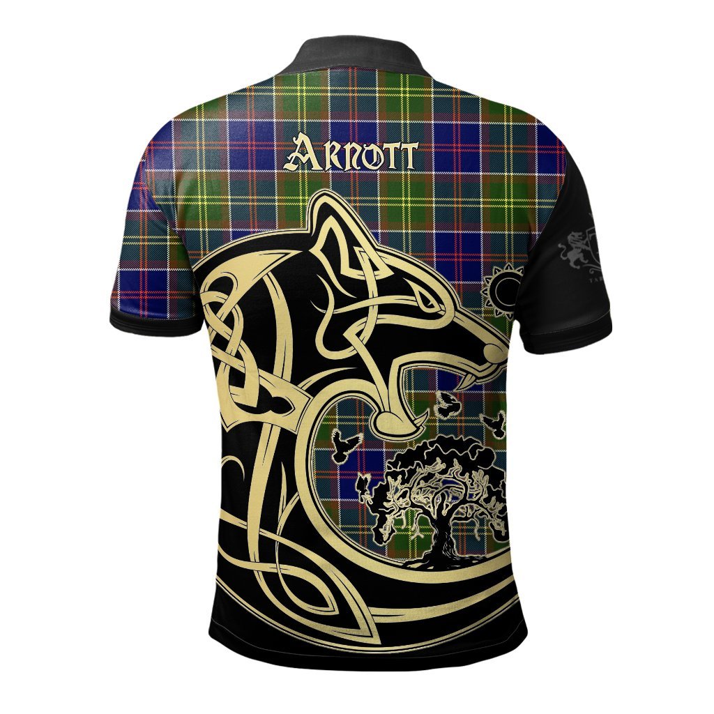 Clan Arnott Tartan Polo Shirt Viking Wolf XU26 Arnott Tartan Tartan Polo   