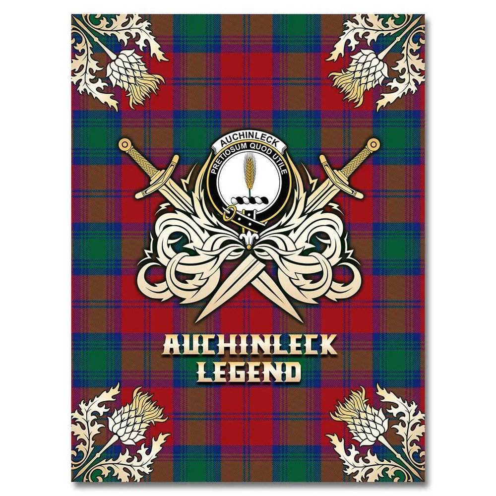 Clan Auchinleck Tartan Gold Courage Symbol Blanket YZ59 Clan Auchinleck Tartan Today   