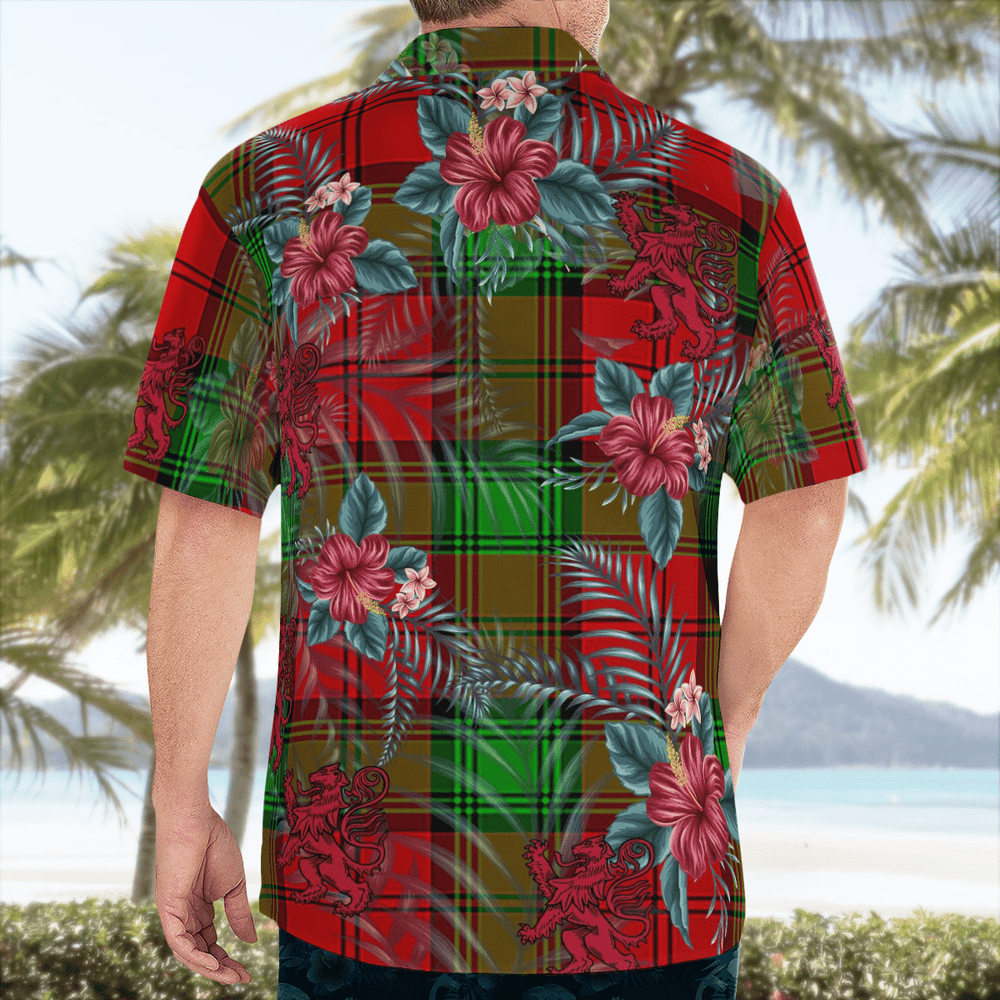 Clan Auchinleck Tartan Scottish Lion Hawaiian Shirt OS29 Auchinleck Tartan Tartan Hawaii Shirt   