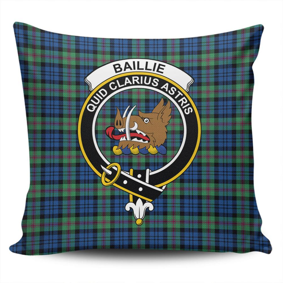 Clan Baillie Ancient Tartan Crest Pillow Cover