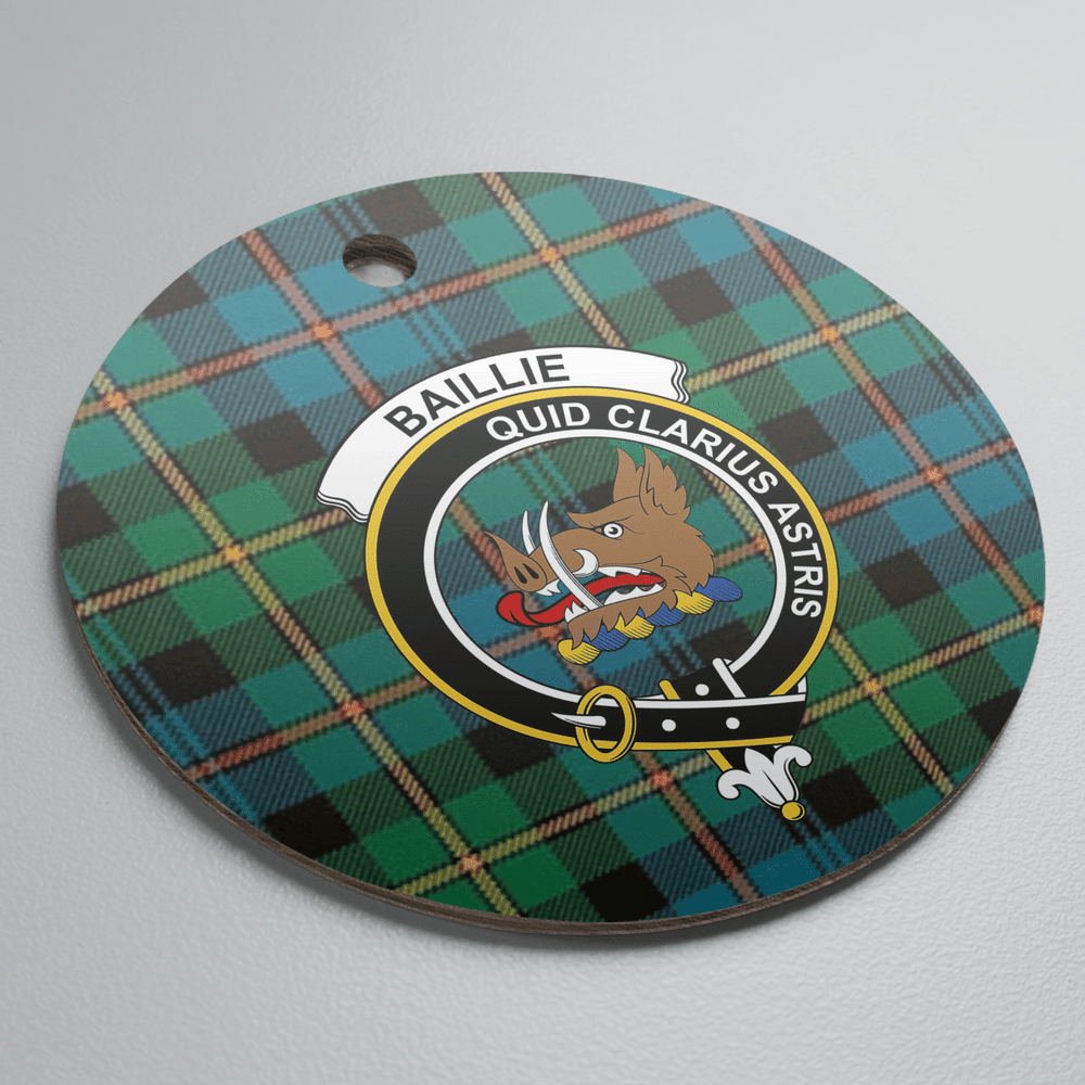 Clan Baillie Ancient Tartan Crest Round Ceramic Ornament XP57 Baillie Ancient Tartan Tartan Christmas   