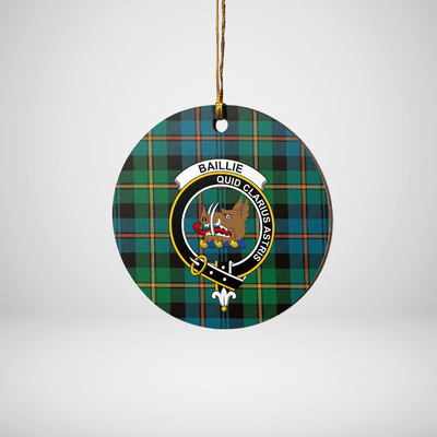 Clan Baillie Ancient Tartan Crest Round Ceramic Ornament XP57