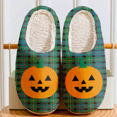 Clan Baillie Ancient Tartan Halloween Pumpkin Slippers, Fluffy Spooky Slippers QL57 Baillie Ancient Tartan Tartan Halloween   