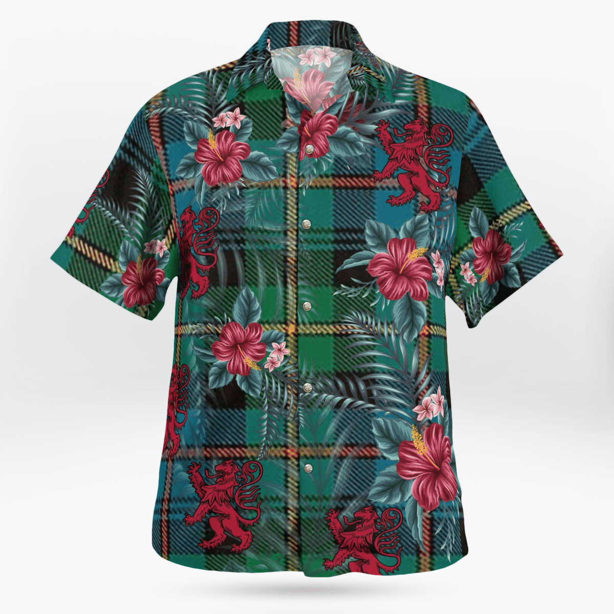 Clan Baillie Ancient Tartan Scottish Lion Hawaiian Shirt GV77 Baillie Ancient Tartan Tartan Hawaii Shirt   