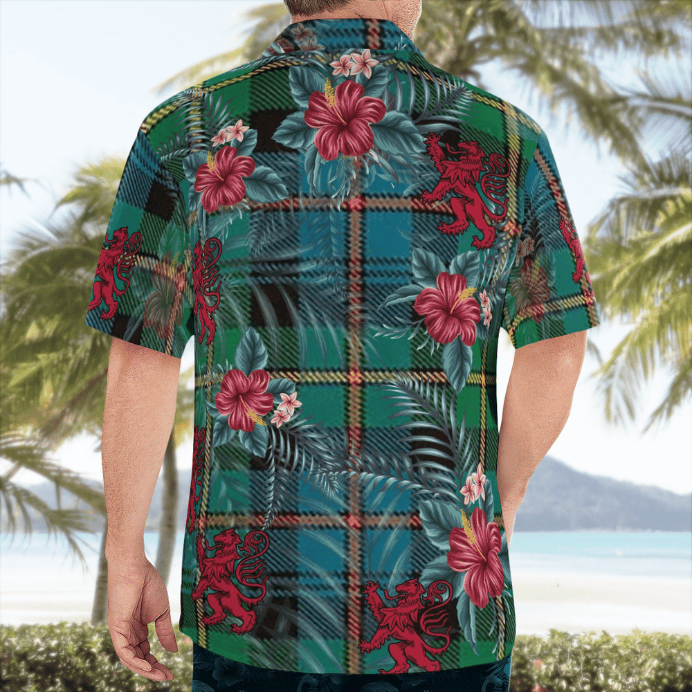 Clan Baillie Ancient Tartan Scottish Lion Hawaiian Shirt GV77 Baillie Ancient Tartan Tartan Hawaii Shirt   
