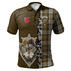 Clan Baillie Dress Tartan Polo Shirt - Lion Rampant And Celtic Thistle Style AT32 Baillie Dress Tartan Tartan Polo   