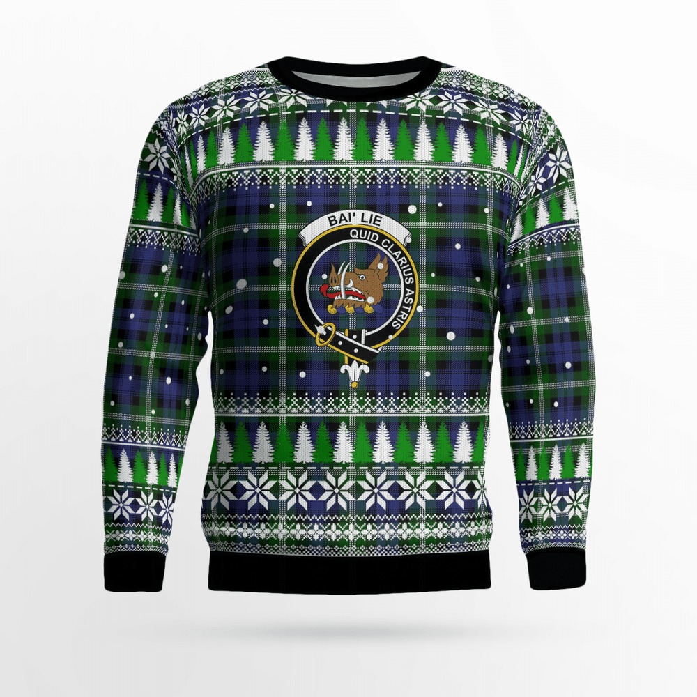 Clan Baillie Modern Crest Tartan Christmas Ugly Sweater RO36 Baillie Modern Crest Tartan Tartan Ugly Sweater   