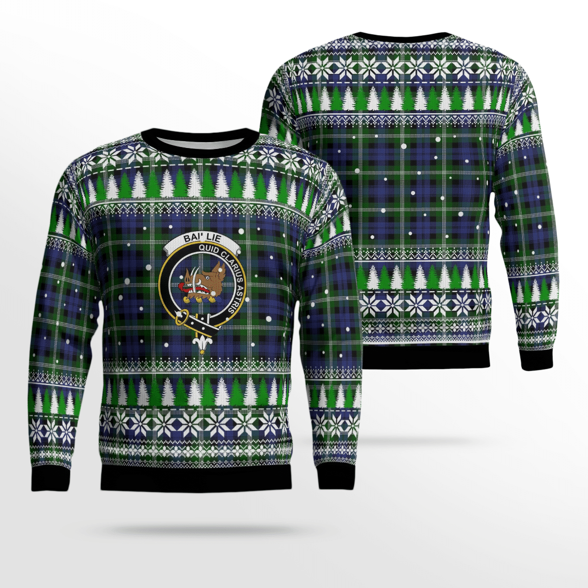 Clan Baillie Modern Crest Tartan Christmas Ugly Sweater RO36 Baillie Modern Crest Tartan Tartan Ugly Sweater   