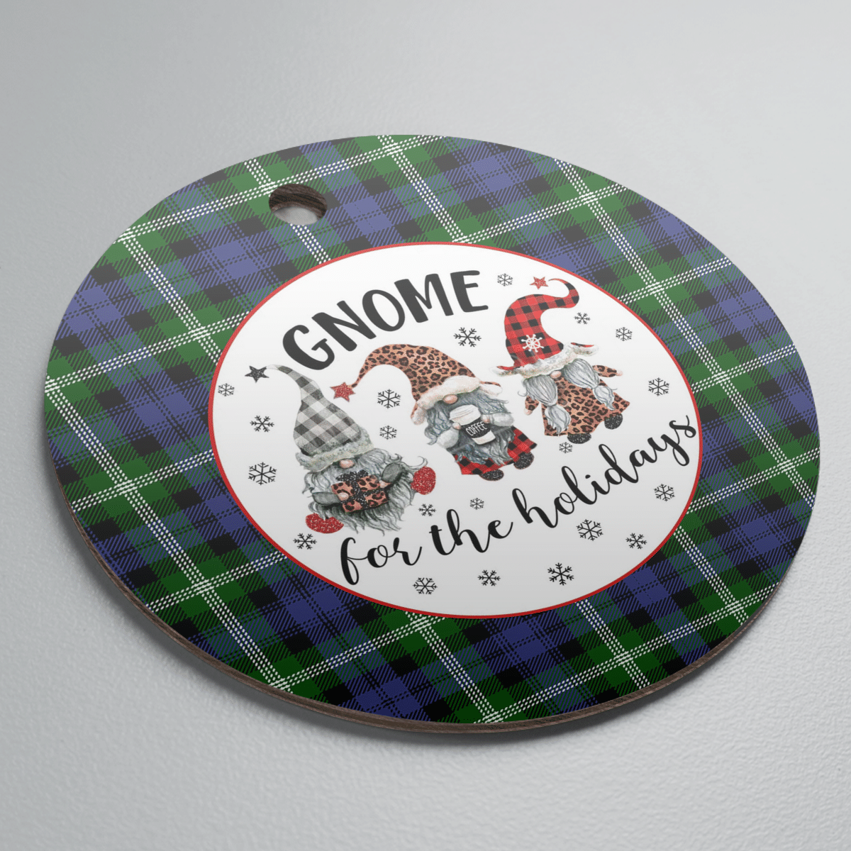 Clan Baillie Modern Tartan Gnome Round Ceramic Ornament AG42 Baillie Modern Tartan Tartan Christmas   
