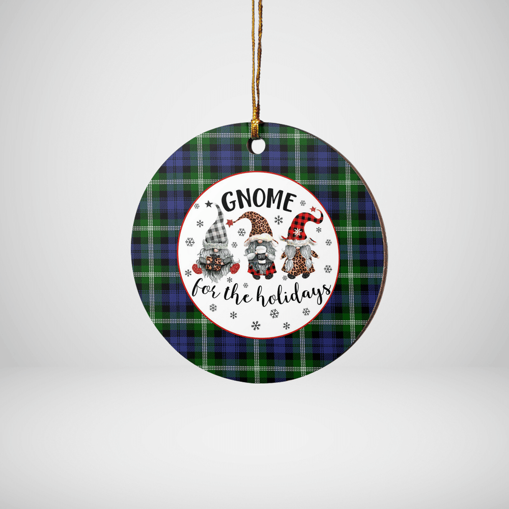 Clan Baillie Modern Tartan Gnome Round Ceramic Ornament AG42 Baillie Modern Tartan Tartan Christmas   