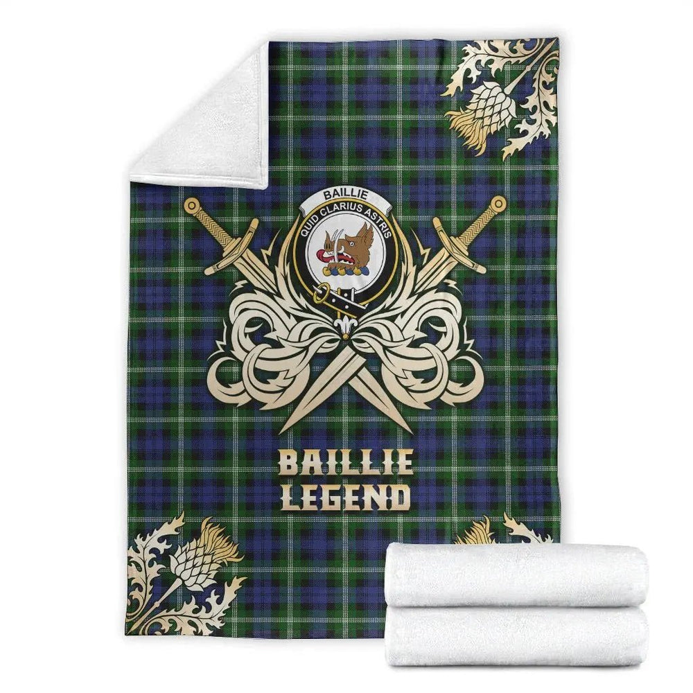 Clan Baillie Modern Tartan Gold Courage Symbol Blanket OB58 Clan Baillie Tartan Today   