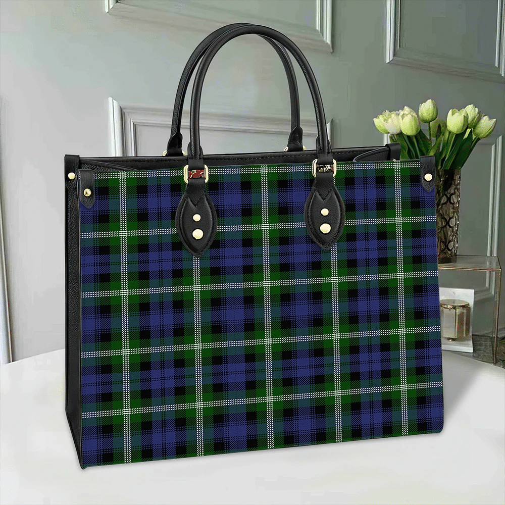Clan Baillie Modern Tartan Leather Bag AN38 Clan Baillie Tartan Today   