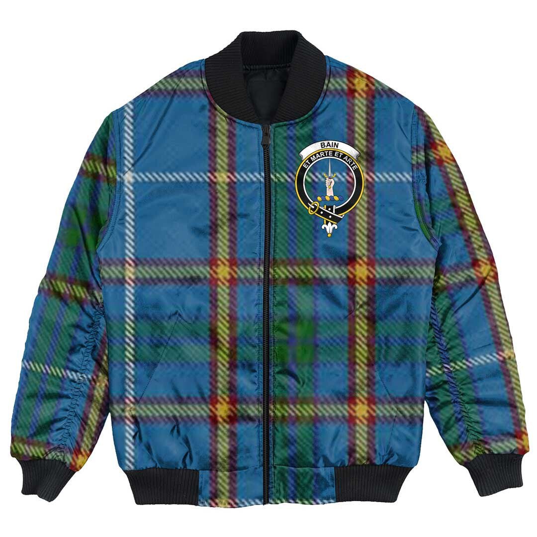 Clan Bain Tartan Crest Bomber Jacket QL56 Bain Tartan Tartan Bomber Jacket   