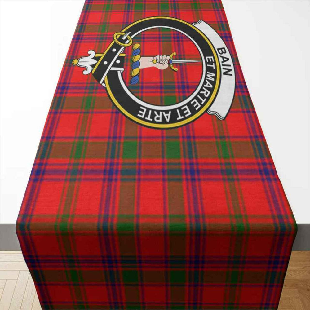 Clan Bain Tartan Crest Table Runner Cotton OG80 Bain Tartan Tartan Table Runner   