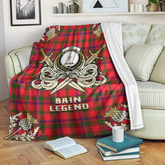 Clan Bain Tartan Gold Courage Symbol Blanket DH59 Clan Bain Tartan Today   