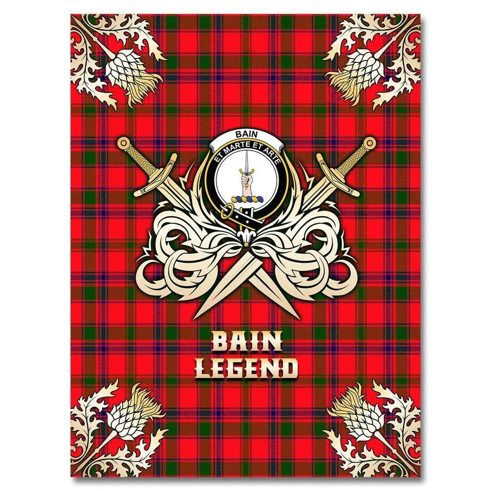 Clan Bain Tartan Gold Courage Symbol Blanket DH59 Clan Bain Tartan Today   
