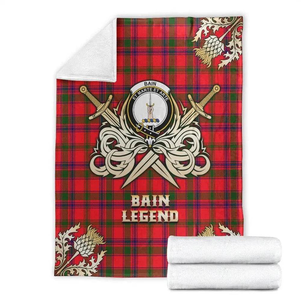 Clan Bain Tartan Gold Courage Symbol Blanket DH59 Clan Bain Tartan Today   