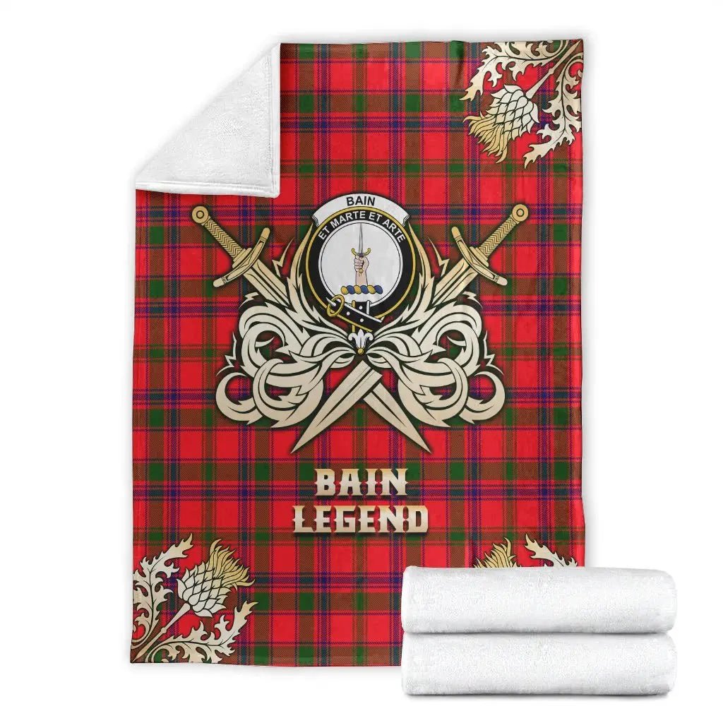 Clan Bain Tartan Gold Courage Symbol Blanket DH59 Clan Bain Tartan Today   
