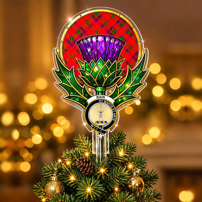 Clan Bain Tartan Thistle Christmas Tree Topper