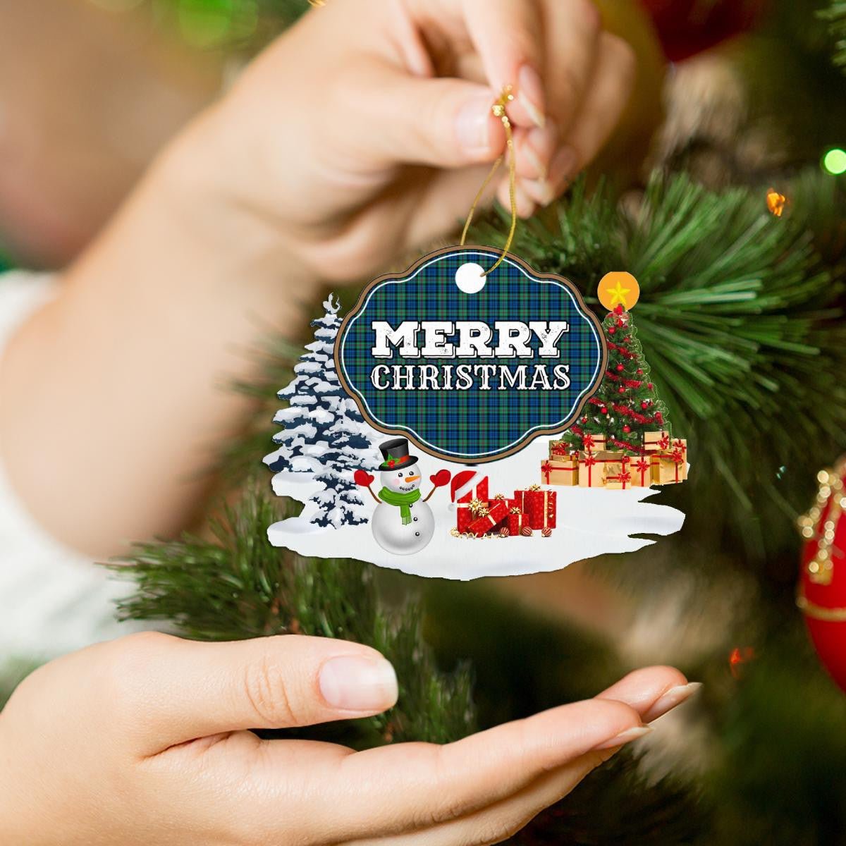 Clan Baird Ancient "Merry Christmas" Tartan Acrylic Ornament DT24 Baird Ancient Tartan Tartan Christmas   