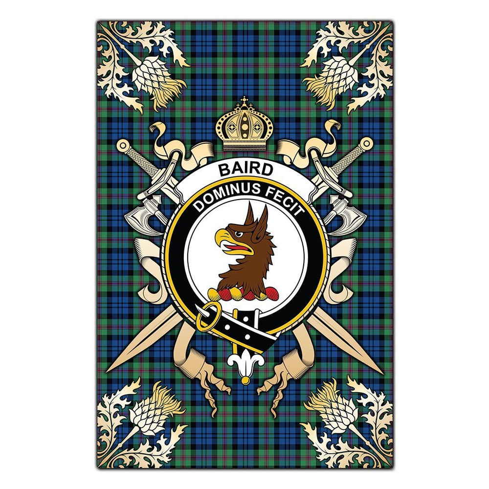 Clan Baird Ancient Tartan Crest Black Garden Flag  - Gold Thistle  XD33 Clan Baird Tartan Today   