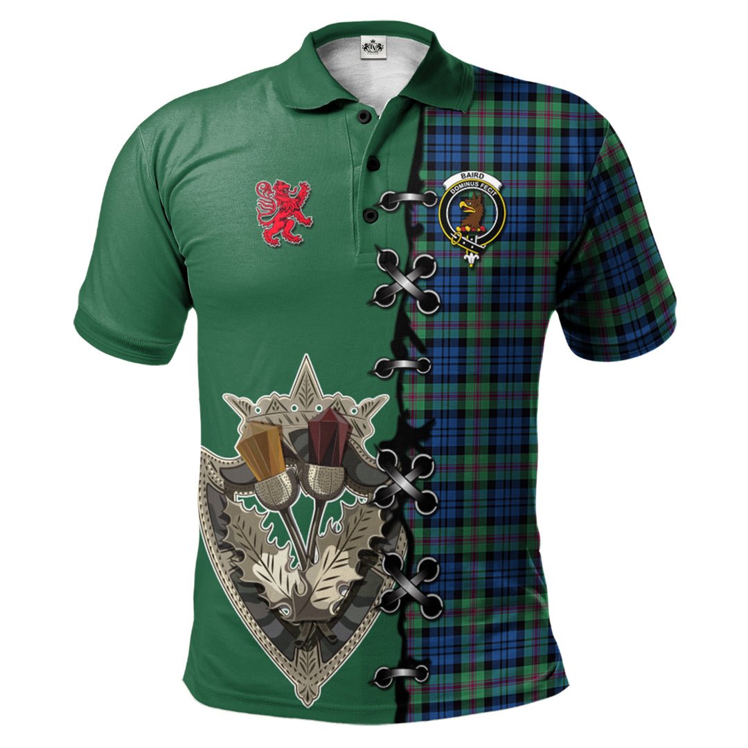 Clan Baird Ancient Tartan Polo Shirt - Lion Rampant And Celtic Thistle Style FT76 Baird Ancient Tartan Tartan Polo   