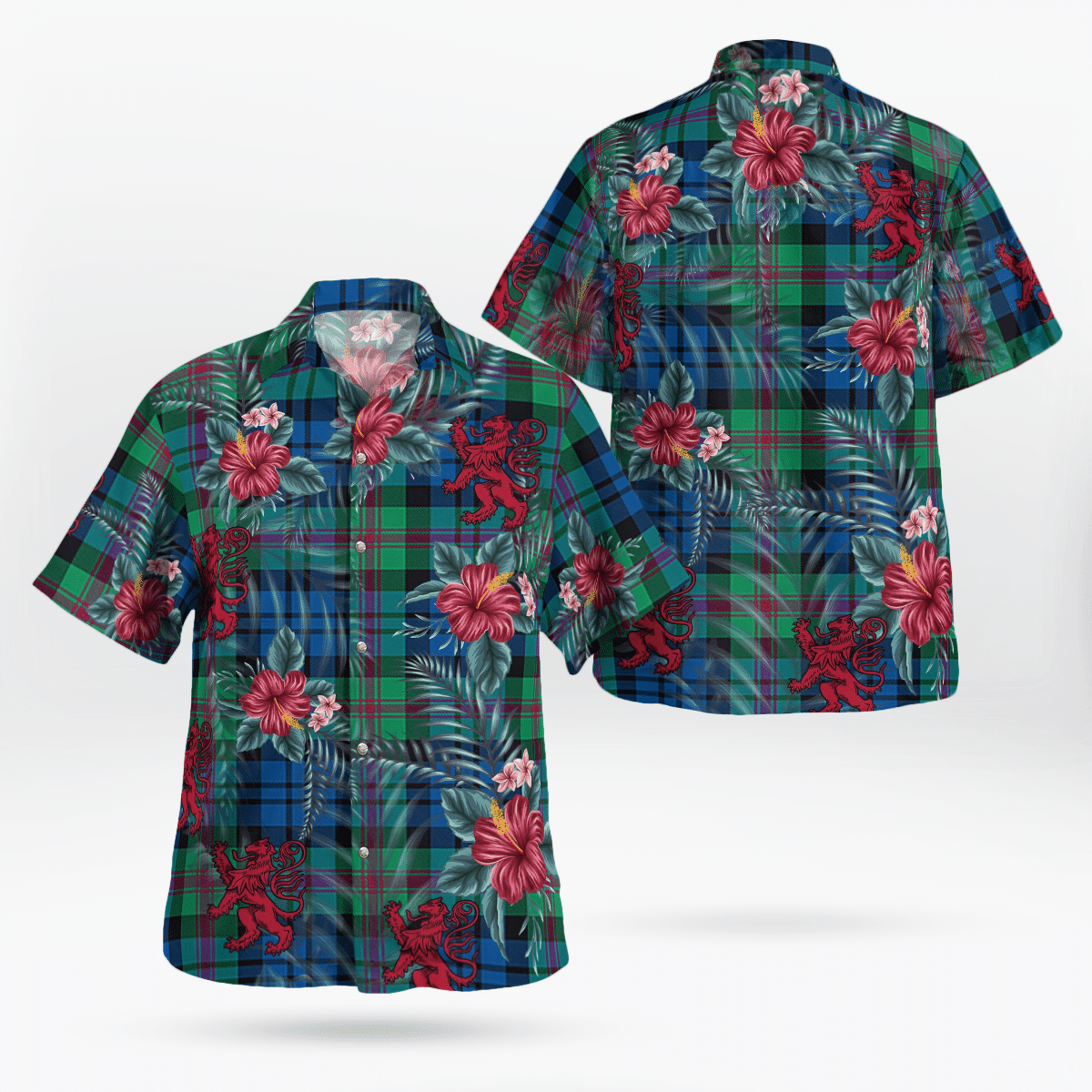 Clan Baird Ancient Tartan Scottish Lion Hawaiian Shirt OW72 Baird Ancient Tartan Tartan Hawaii Shirt   