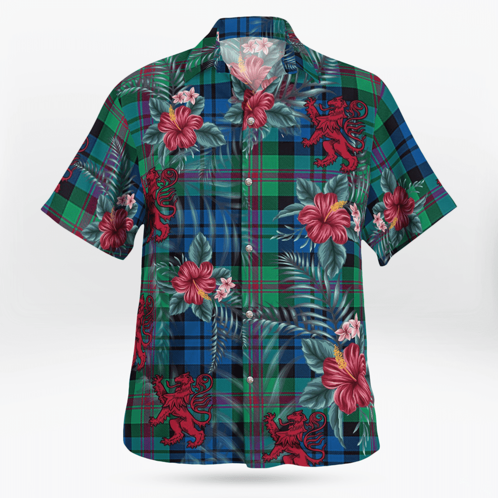 Clan Baird Ancient Tartan Scottish Lion Hawaiian Shirt OW72 Baird Ancient Tartan Tartan Hawaii Shirt   