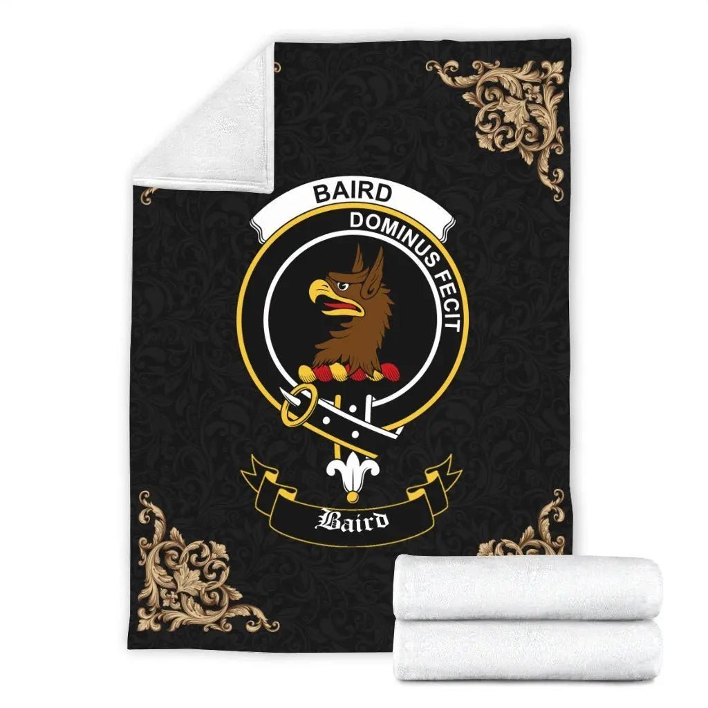 Clan Baird Crest Tartan Premium Blanket Black YQ42 Clan Baird Tartan Today   