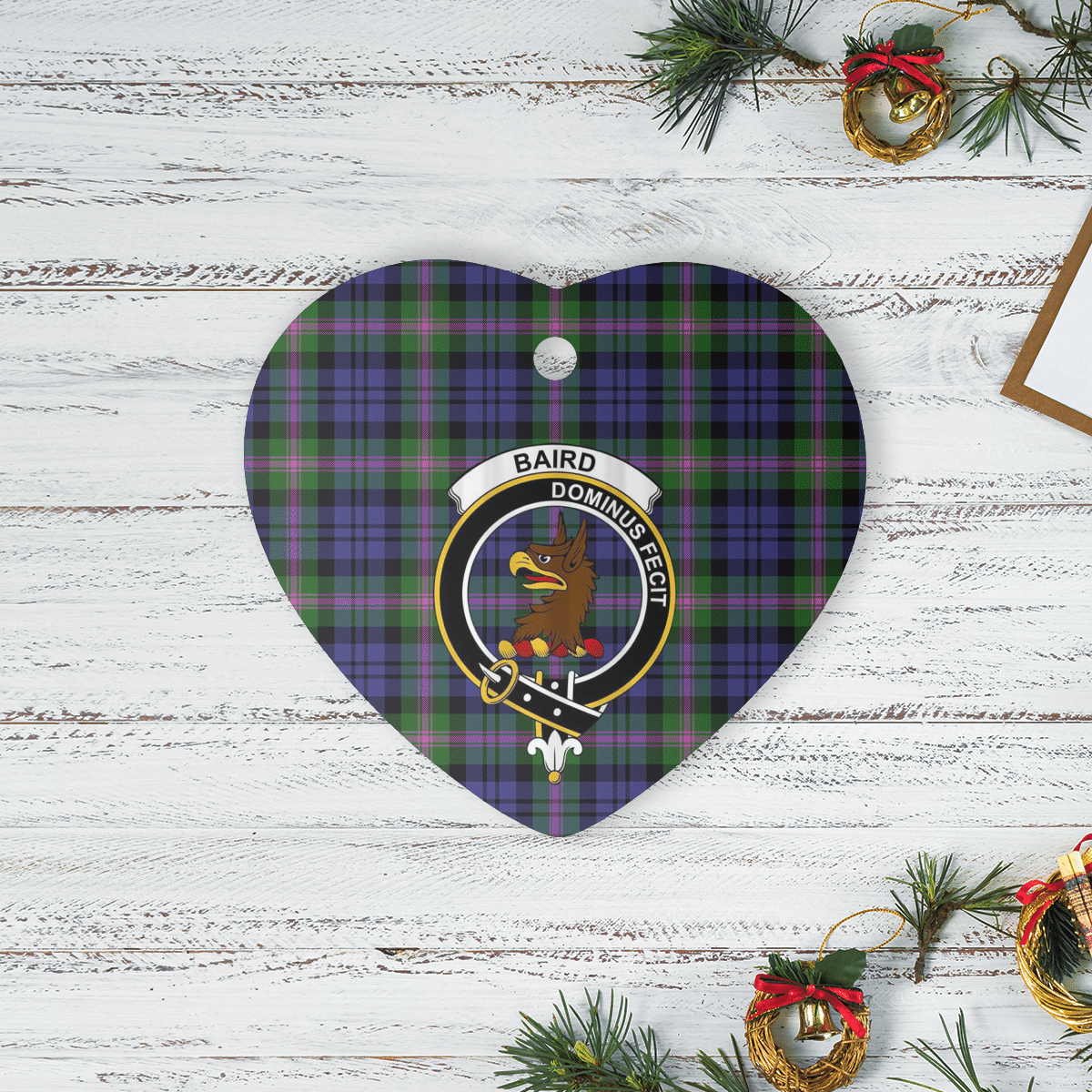 Clan Baird Modern Tartan Crest Heart Ceramic Ornament ZI70 Baird Modern Tartan Tartan Christmas   