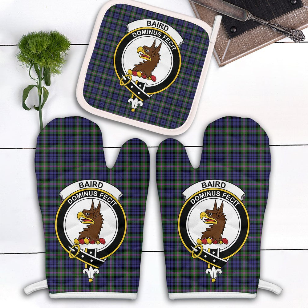 Clan Baird Modern Tartan Crest Oven Mitt And Pot Holder (2 Oven Mitts + 1 Pot Holder) IJ23 Clan Baird Tartan Today   