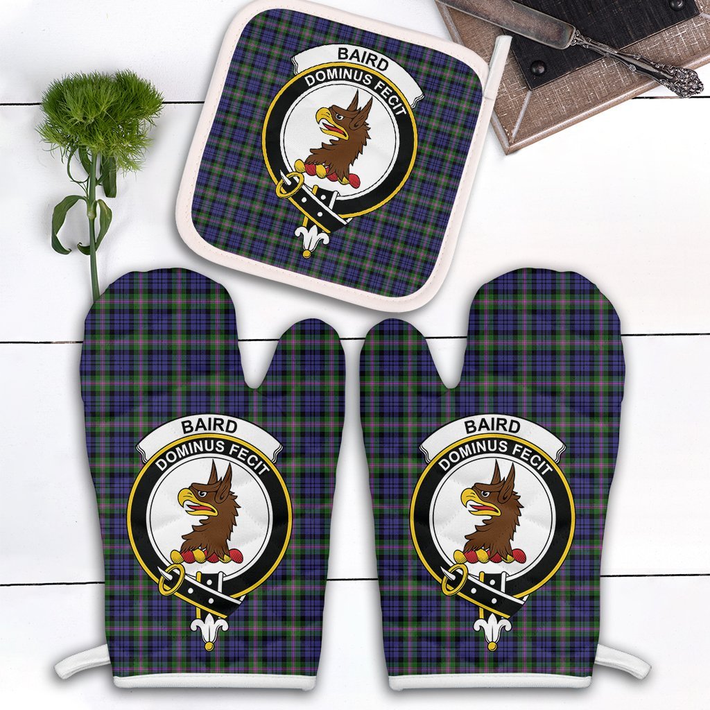 Clan Baird Modern Tartan Crest Oven Mitt And Pot Holder (2 Oven Mitts + 1 Pot Holder) IJ23 Clan Baird Tartan Today   