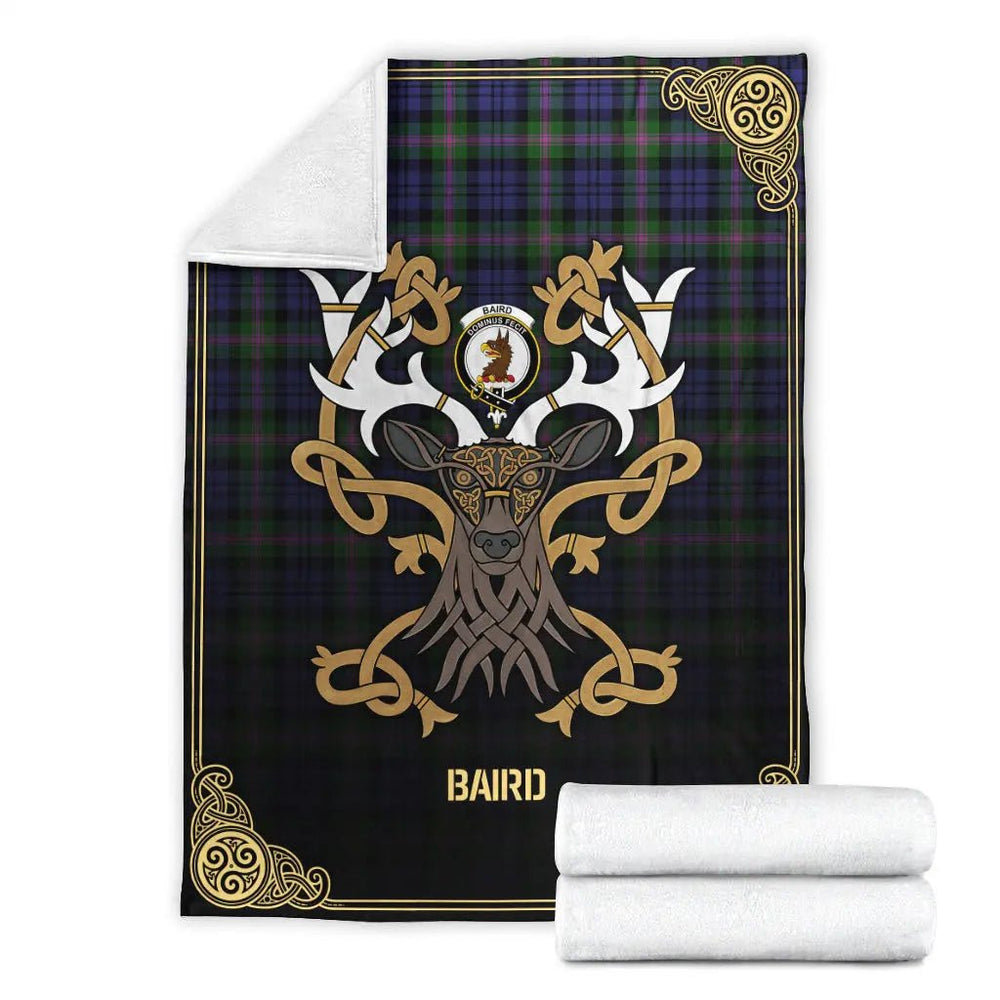 Clan Baird Modern Tartan Crest Premium Blanket Celtic Stag Style SX75 Clan Baird Tartan Today   