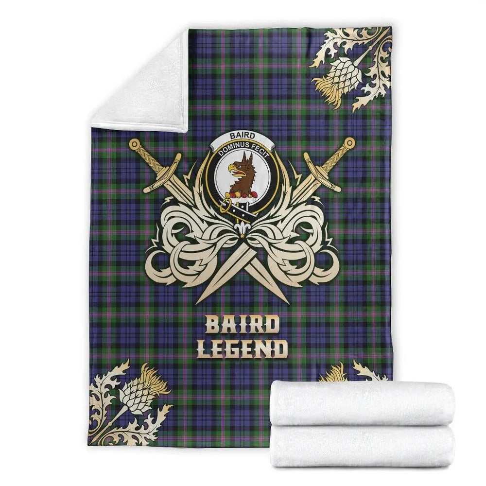 Clan Baird Modern Tartan Gold Courage Symbol Blanket FQ48 Clan Baird Tartan Today   