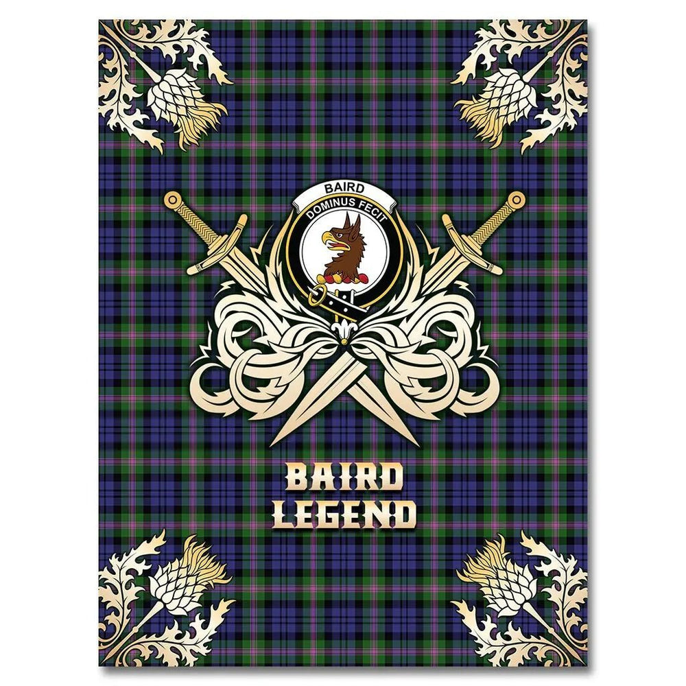 Clan Baird Modern Tartan Gold Courage Symbol Blanket FQ48 Clan Baird Tartan Today   