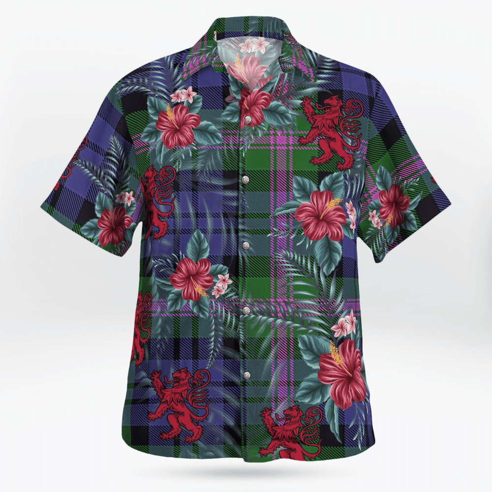 Clan Baird Modern Tartan Scottish Lion Hawaiian Shirt FX65 Baird Modern Tartan Tartan Hawaii Shirt   