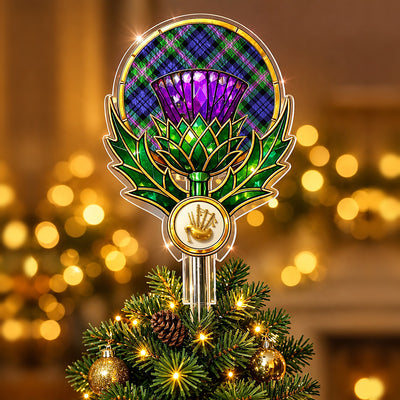Clan Baird Modern Tartan Thistle Christmas Tree Topper