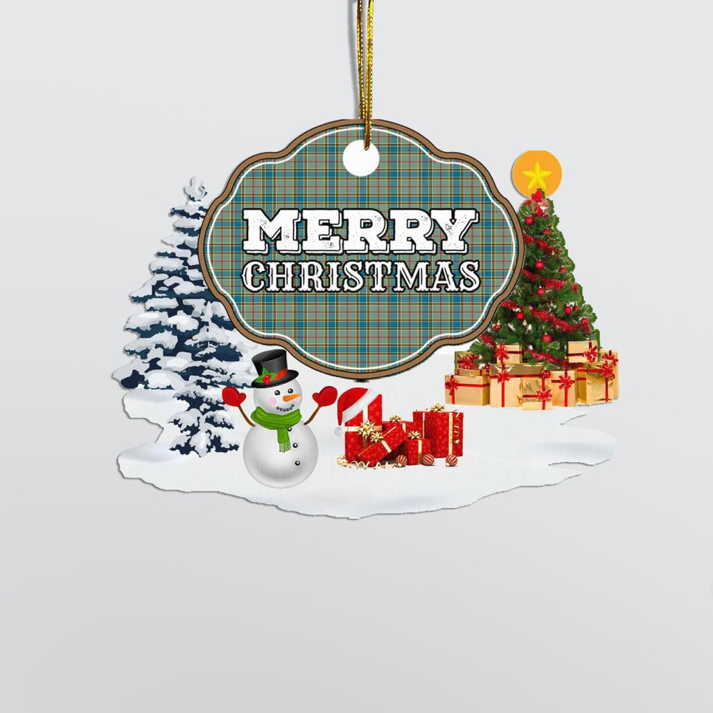 Clan Balfour Blue "Merry Christmas" Tartan Acrylic Ornament EO31 Balfour Blue Tartan Tartan Christmas   
