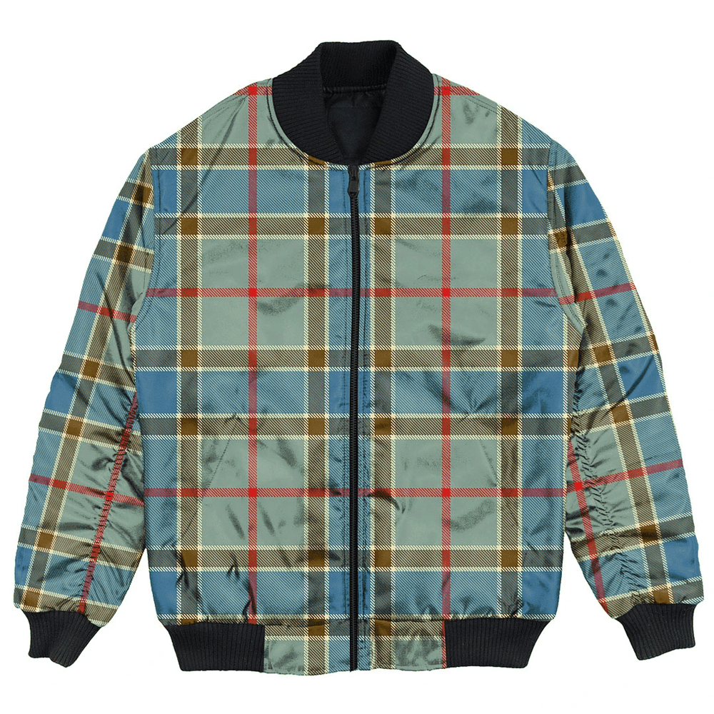 Clan Balfour Blue Tartan Bomber Jacket KS76 Balfour Blue Tartan Tartan Bomber Jacket   
