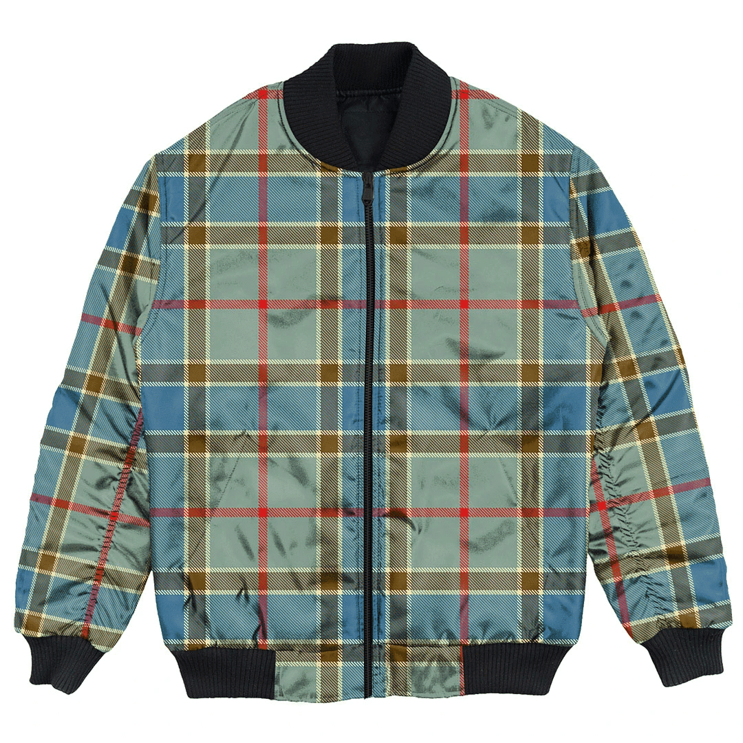 Clan Balfour Blue Tartan Bomber Jacket KS76 Balfour Blue Tartan Tartan Bomber Jacket   