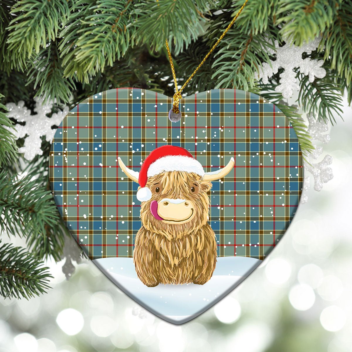Clan Balfour Blue Tartan Christmas Ceramic Ornament Highland Cows Style GZ85 Balfour Blue Tartan Tartan Ornament   