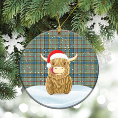 Clan Balfour Blue Tartan Christmas Ceramic Ornament Highland Cows Style GZ85 Balfour Blue Tartan Tartan Ornament   