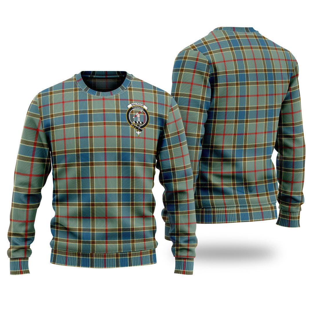 Clan Balfour Blue Tartan Christmas Ugly Sweater OI79 Balfour Blue Tartan Tartan Sweater   