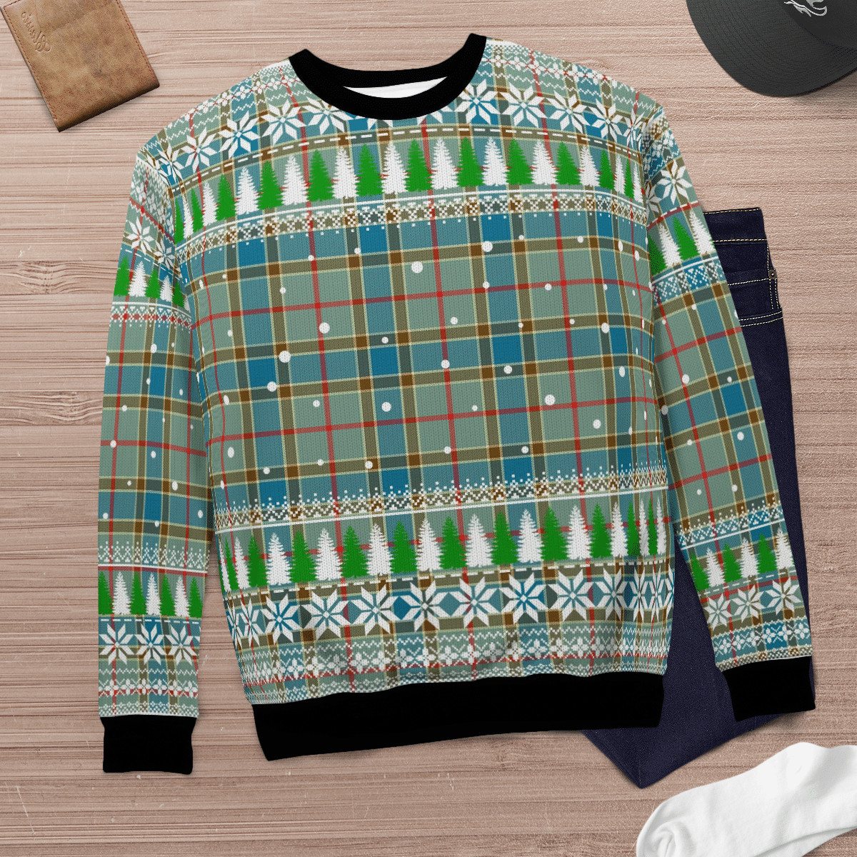 Clan Balfour Blue Tartan Christmas Ugly Sweater TR21 Balfour Blue Tartan Tartan Ugly Sweater   