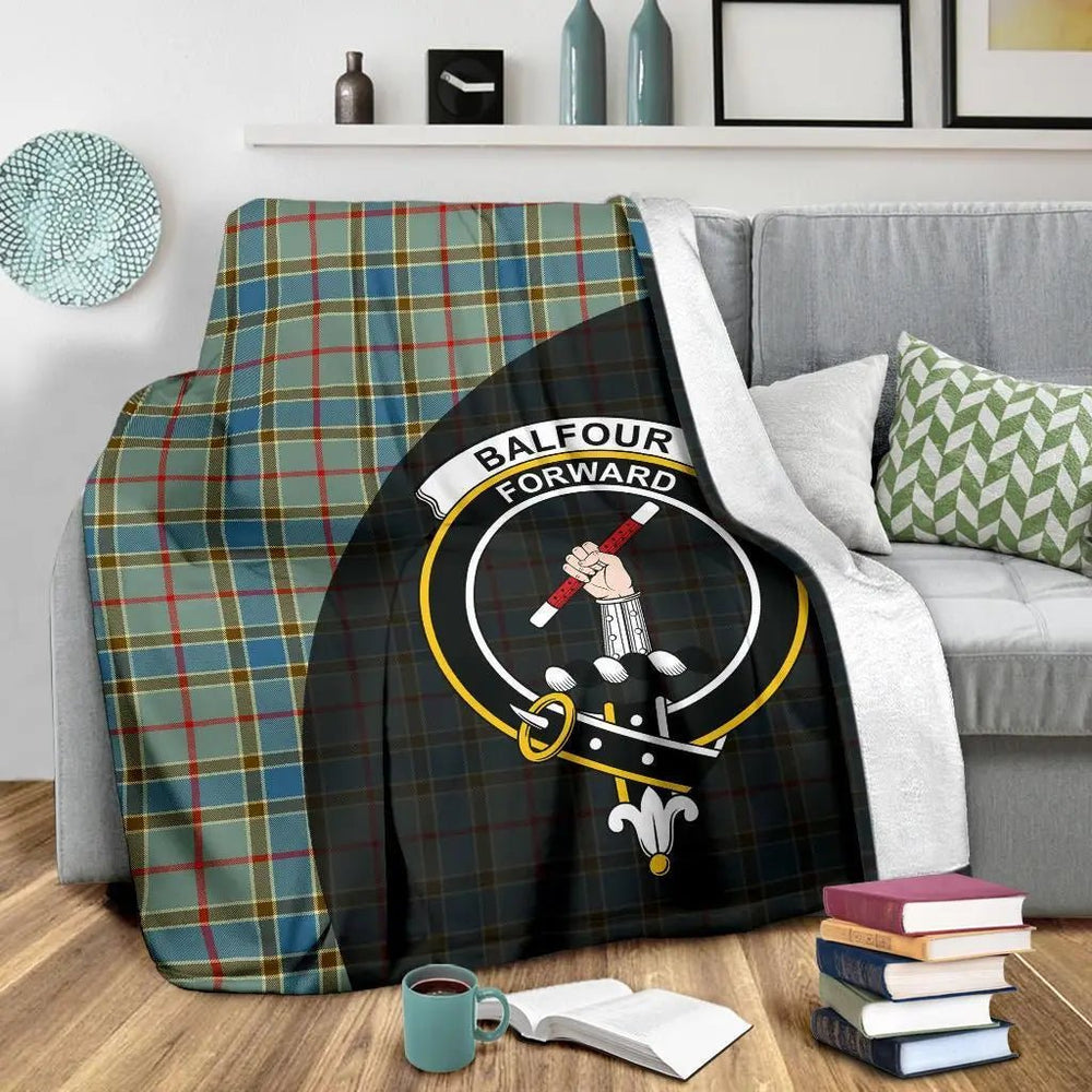 Clan Balfour Blue Tartan Crest Blanket Wave Style JV23 Clan Balfour Tartan Today   